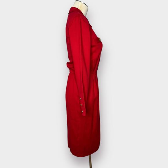 80s Jaeger Red Wool Dress - Picture 5 of 6